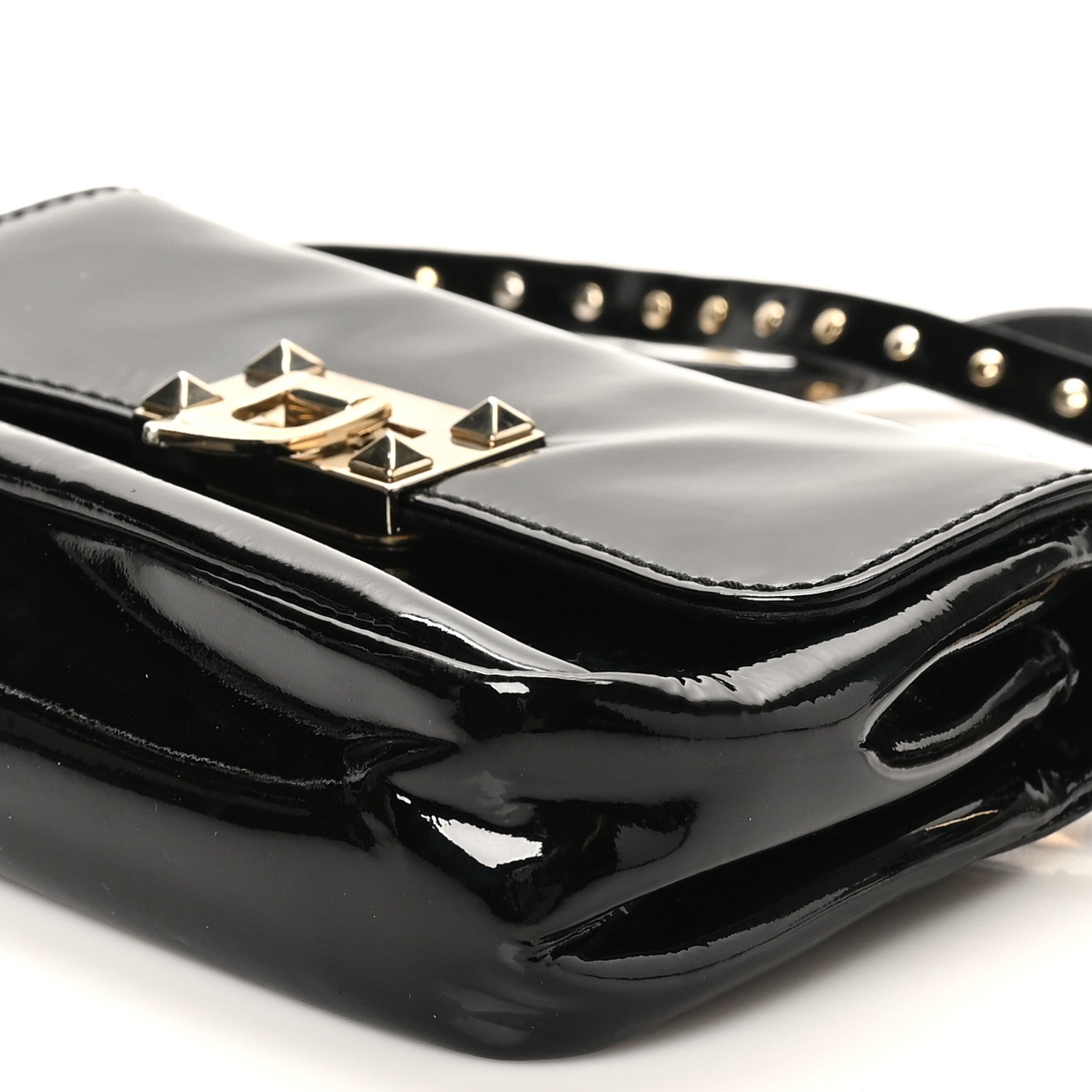 Patent Rockstud Flip Lock Flap Black