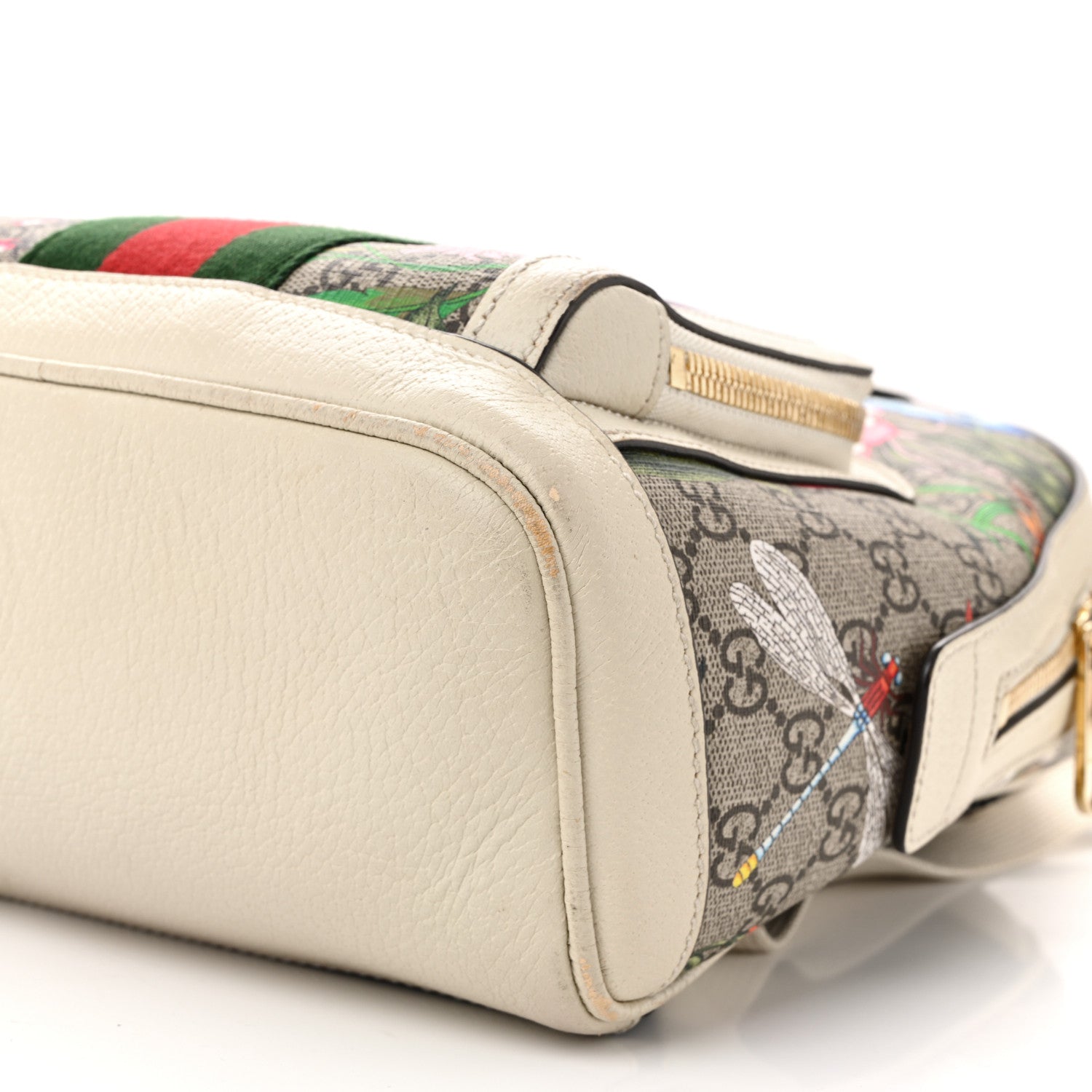 GG Supreme Monogram Flora Web Small Ophidia Day Backpack White