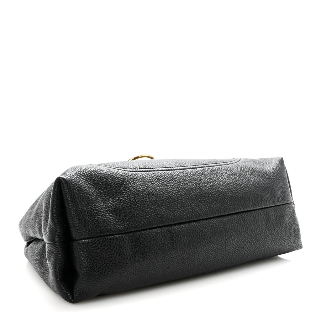 Grained Calfskin Softbit Maxi Shoulder Bag Black