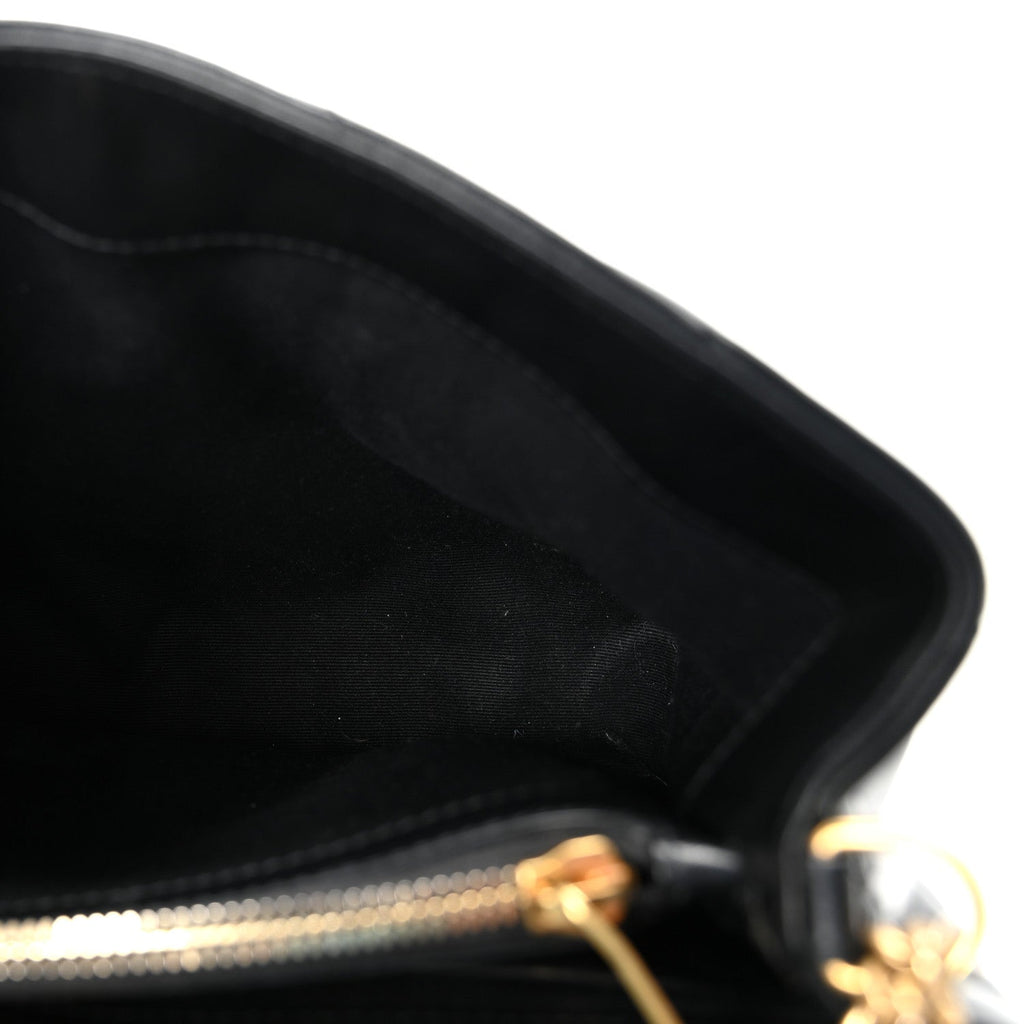 Calfskin Y Quilted Monogram Small Loulou Chain Satchel Black