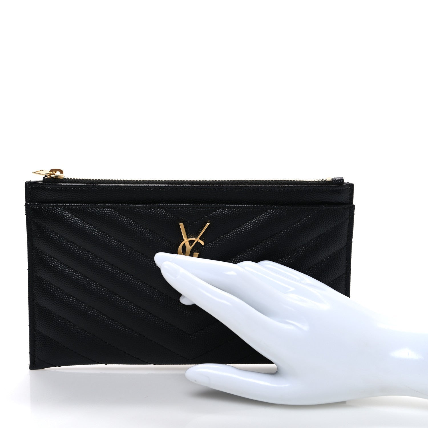 Grain De Poudre Chevron Monogram Bill Pouch Black