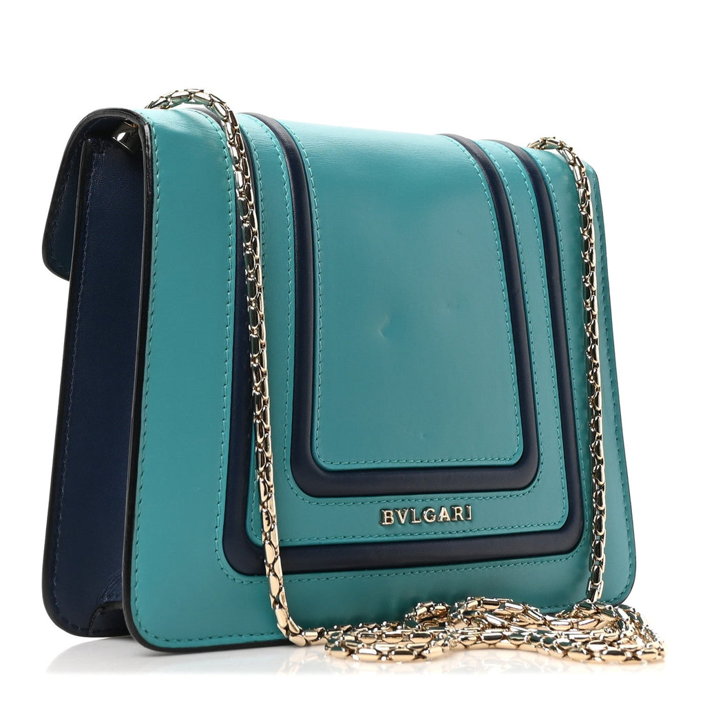 Calfskin Serpenti Forever Snake Strap Crossbody Bag Aquarelle Turquoise