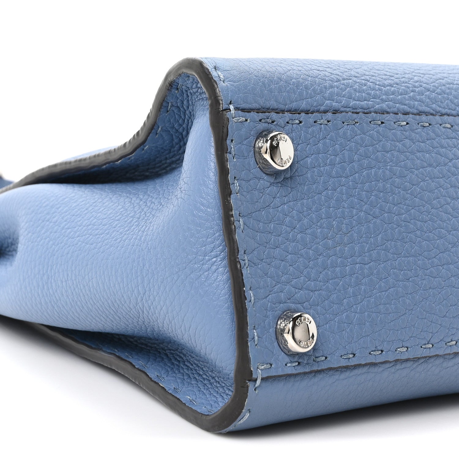 Cuoio Romano Selleria Bi-Color Medium Peekaboo Iconic Satchel Argento Blue Asfalto