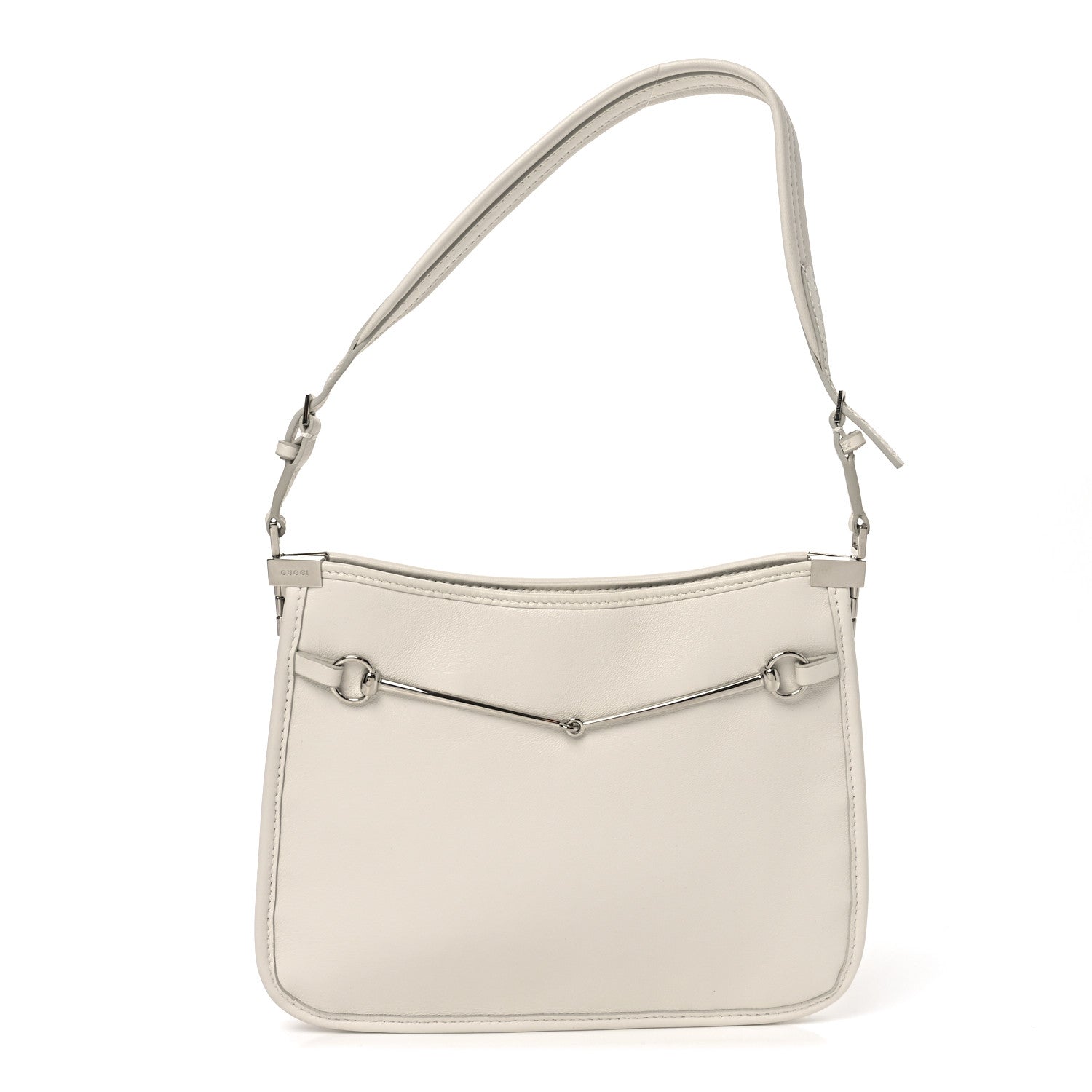 Calfskin Horsebit Slim Shoulder Bag White