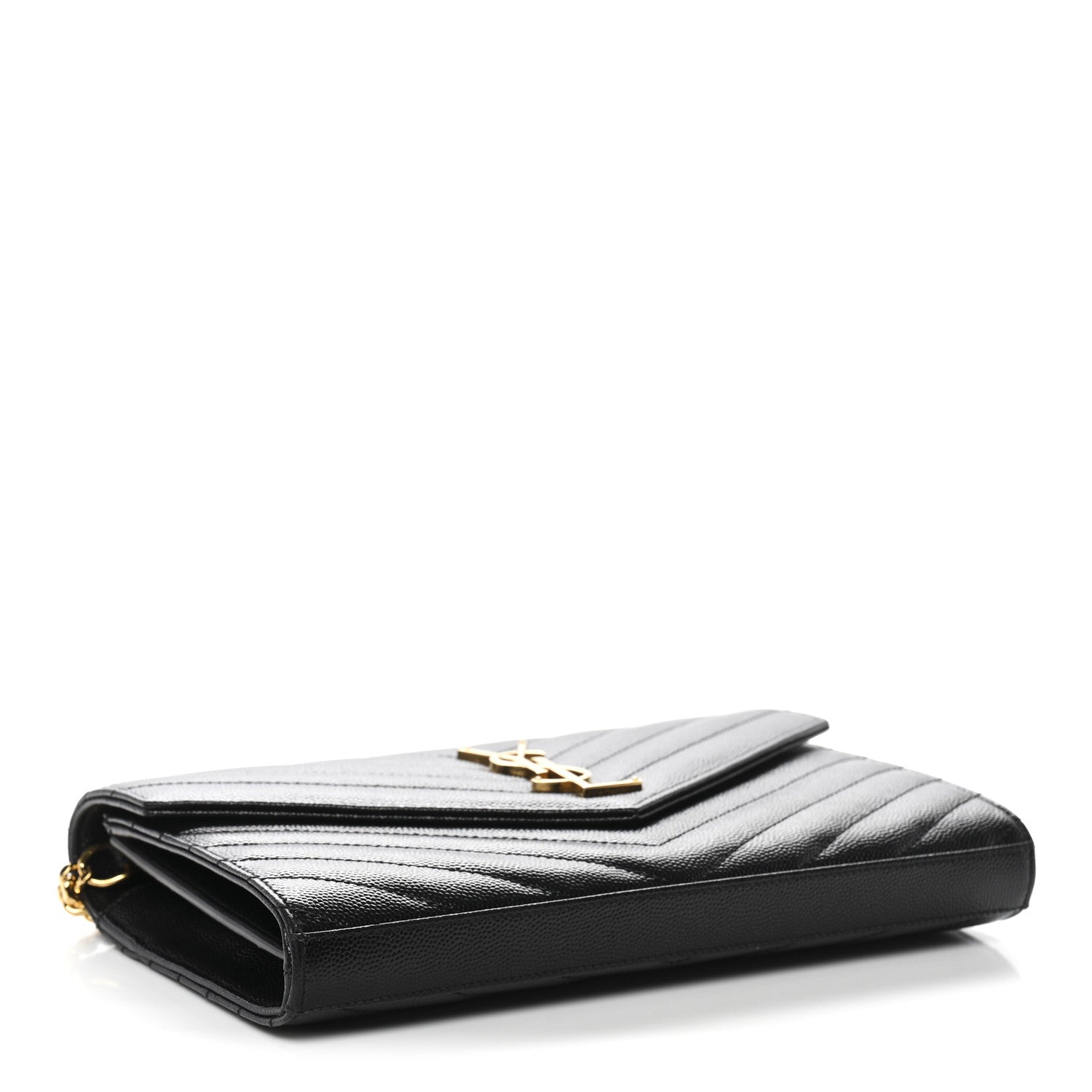 Grain De Poudre Matelasse Chevron Monogram Chain Wallet Black