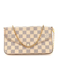 Damier Azur Pochette Felicie Chain Wallet Rose Ballerine