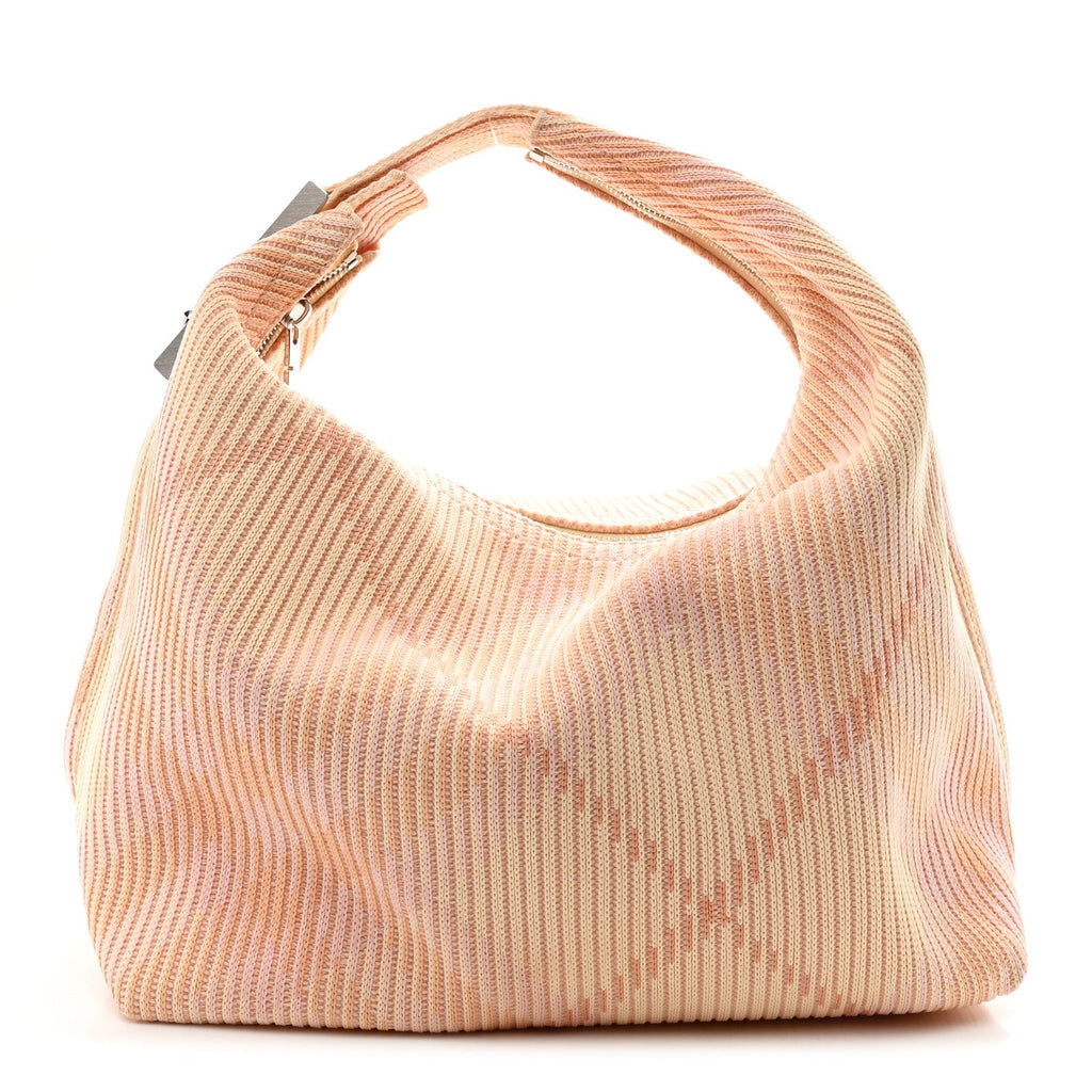 Canvas Knitted Check Medium Peg Duffle Bag Sherbert