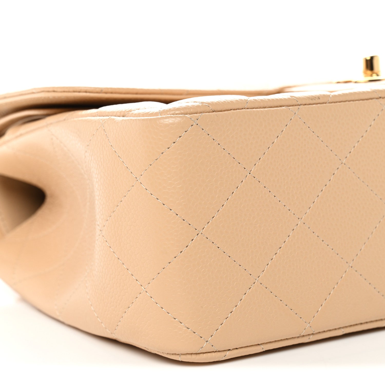 Caviar Quilted Jumbo Double Flap Light Beige