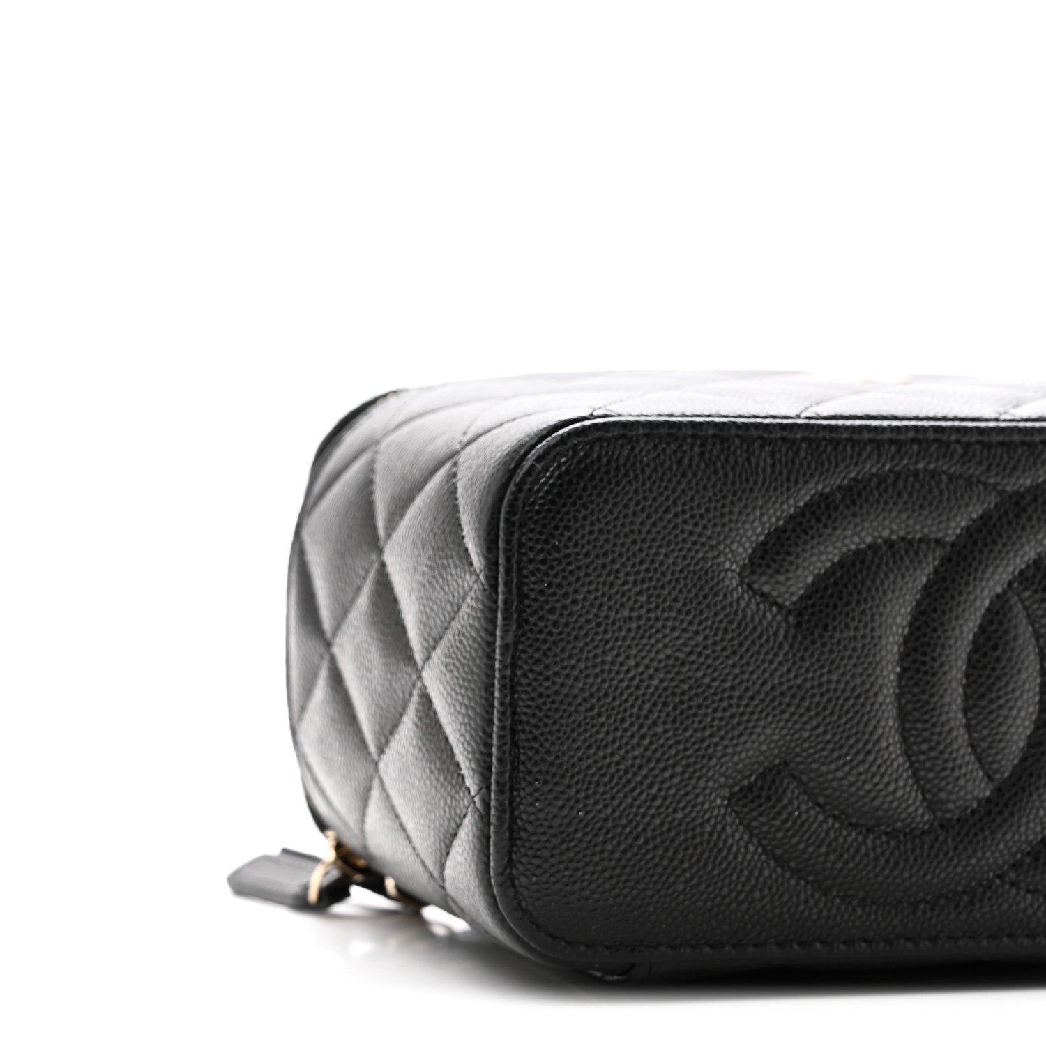 Caviar Quilted Small Vanity Case With Chain Black