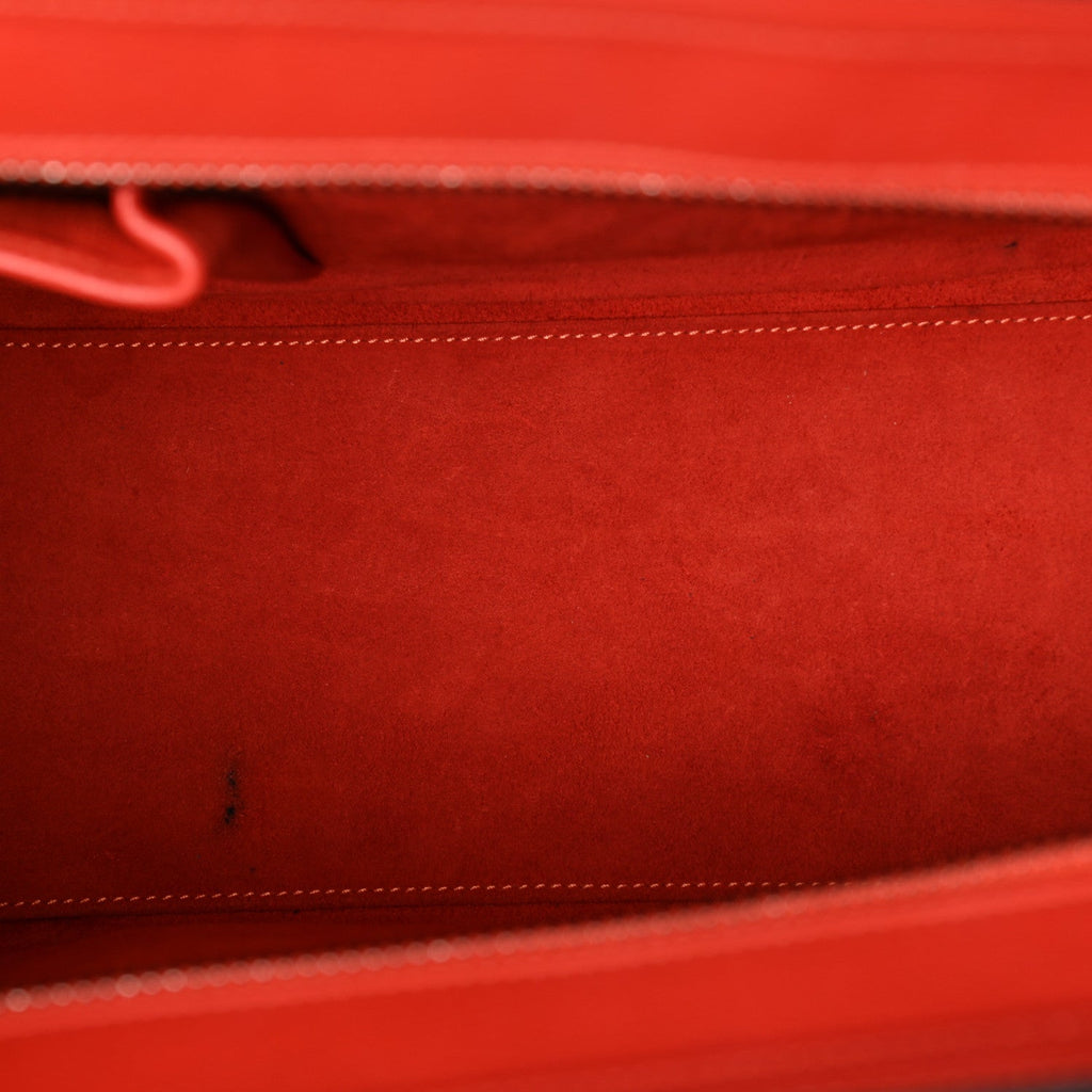 Drummed Calfskin Micro Luggage Vermillion