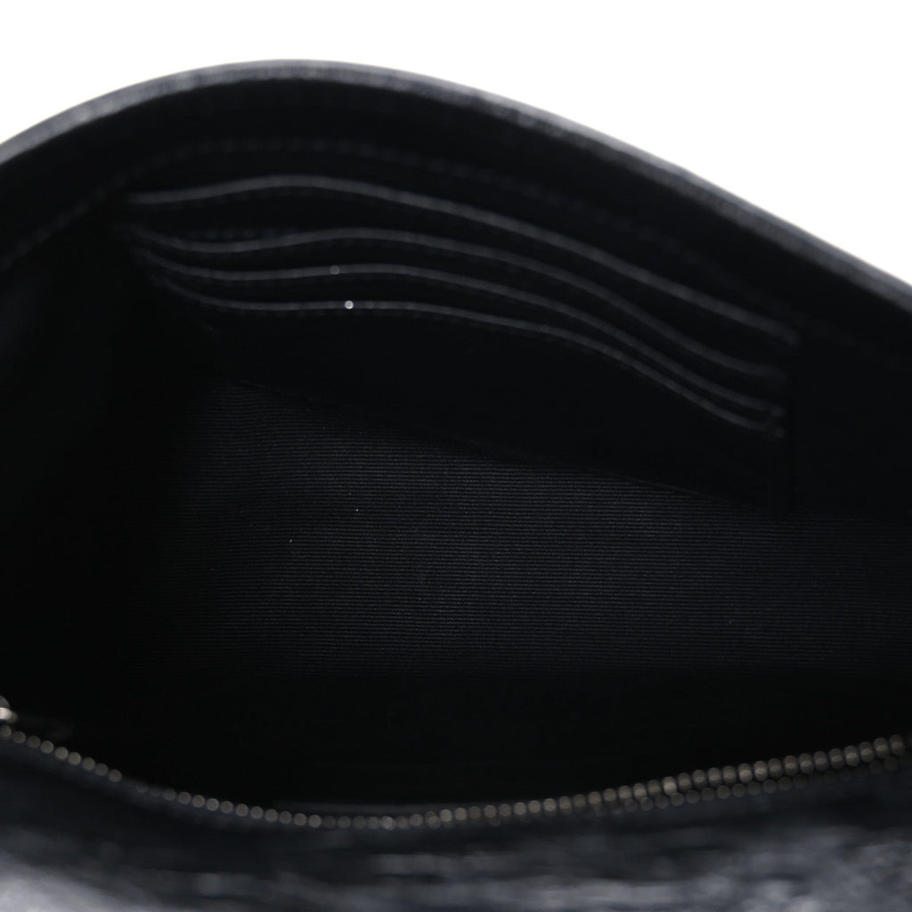 Crinkled Calfskin Matelasse Monogram Niki Chain Wallet Black