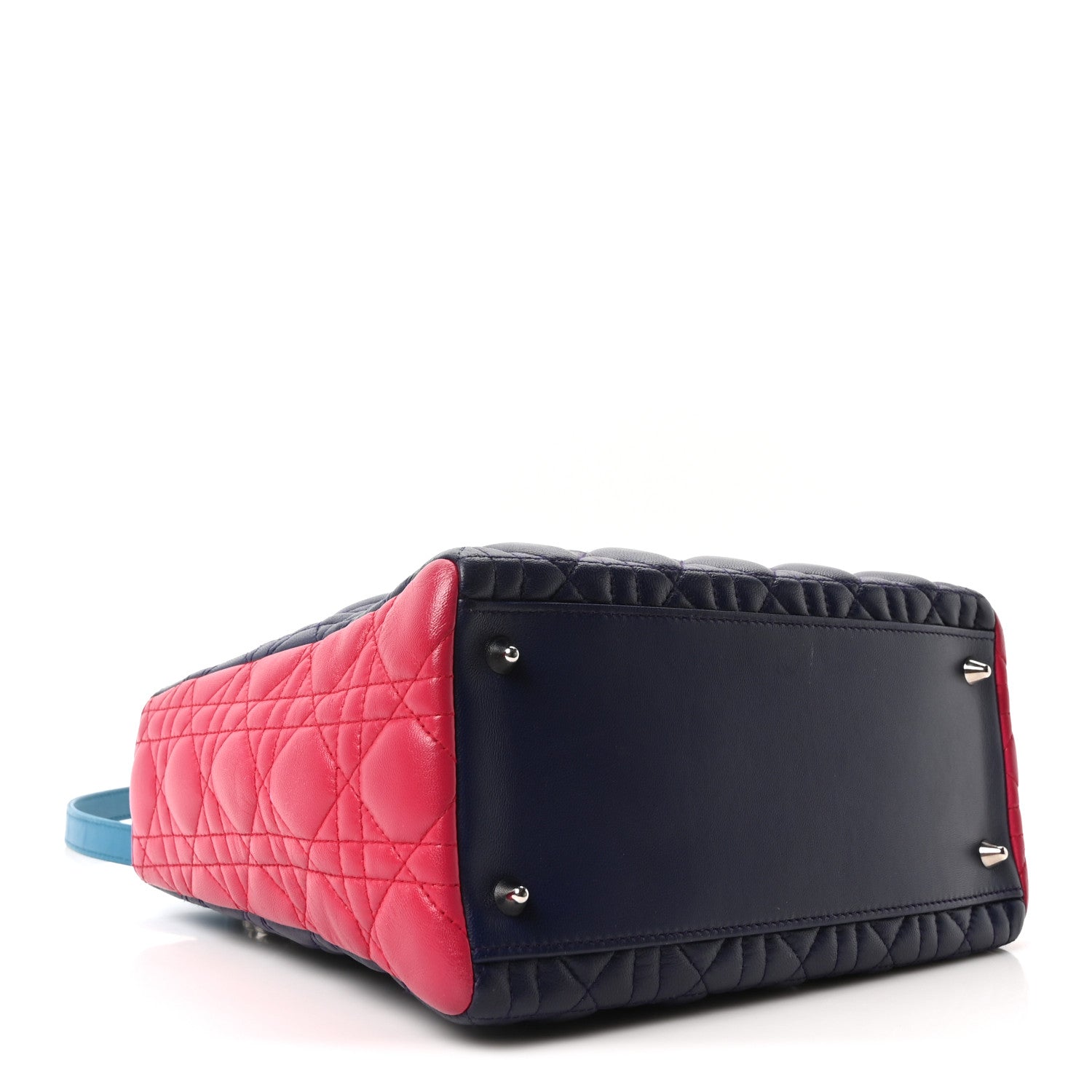 Lambskin Cannage Medium Tri-Color Lady Dior Sapphire Fuchsia Turquoise