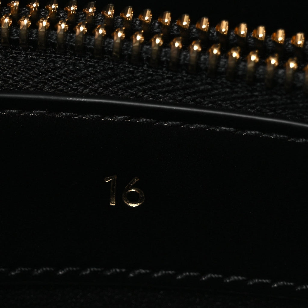 Satinated Calfskin Small 16 Top Handle Bag Black