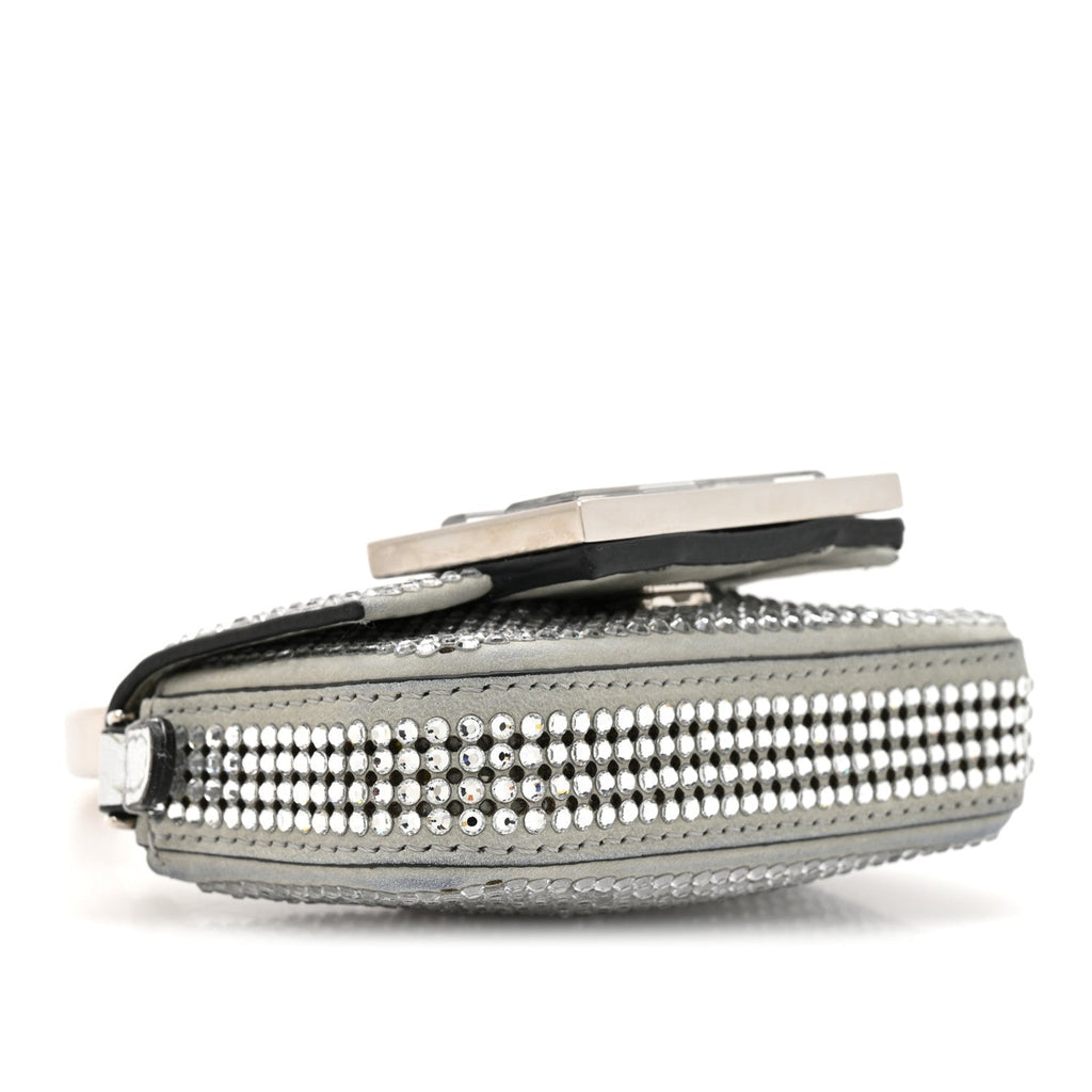 Nubuck Crystal Catalan Mirror Nano Maxi Buckle Baguette Charm Pietra Argento