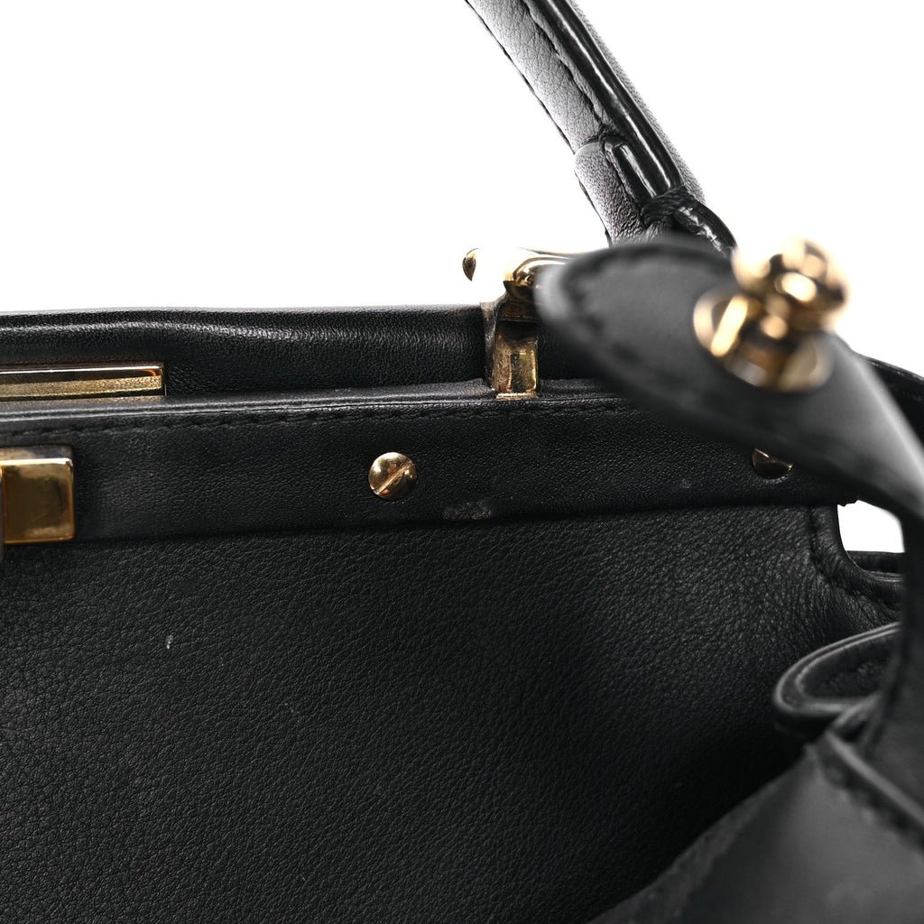 Vitello Seta Lace Up Medium Peekaboo Iconic Satchel Black