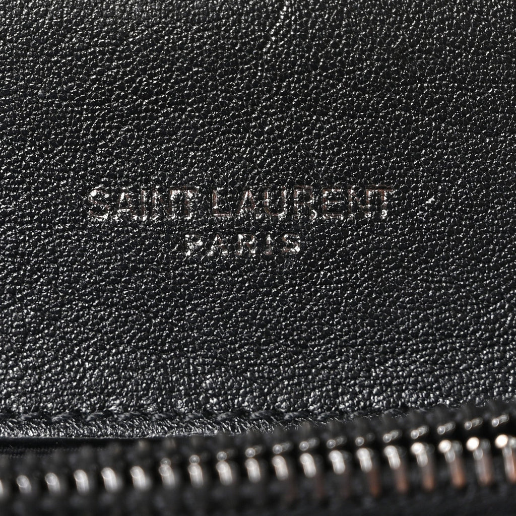 Sheepskin Matelasse Chevron Monogram Medium College Bag Black