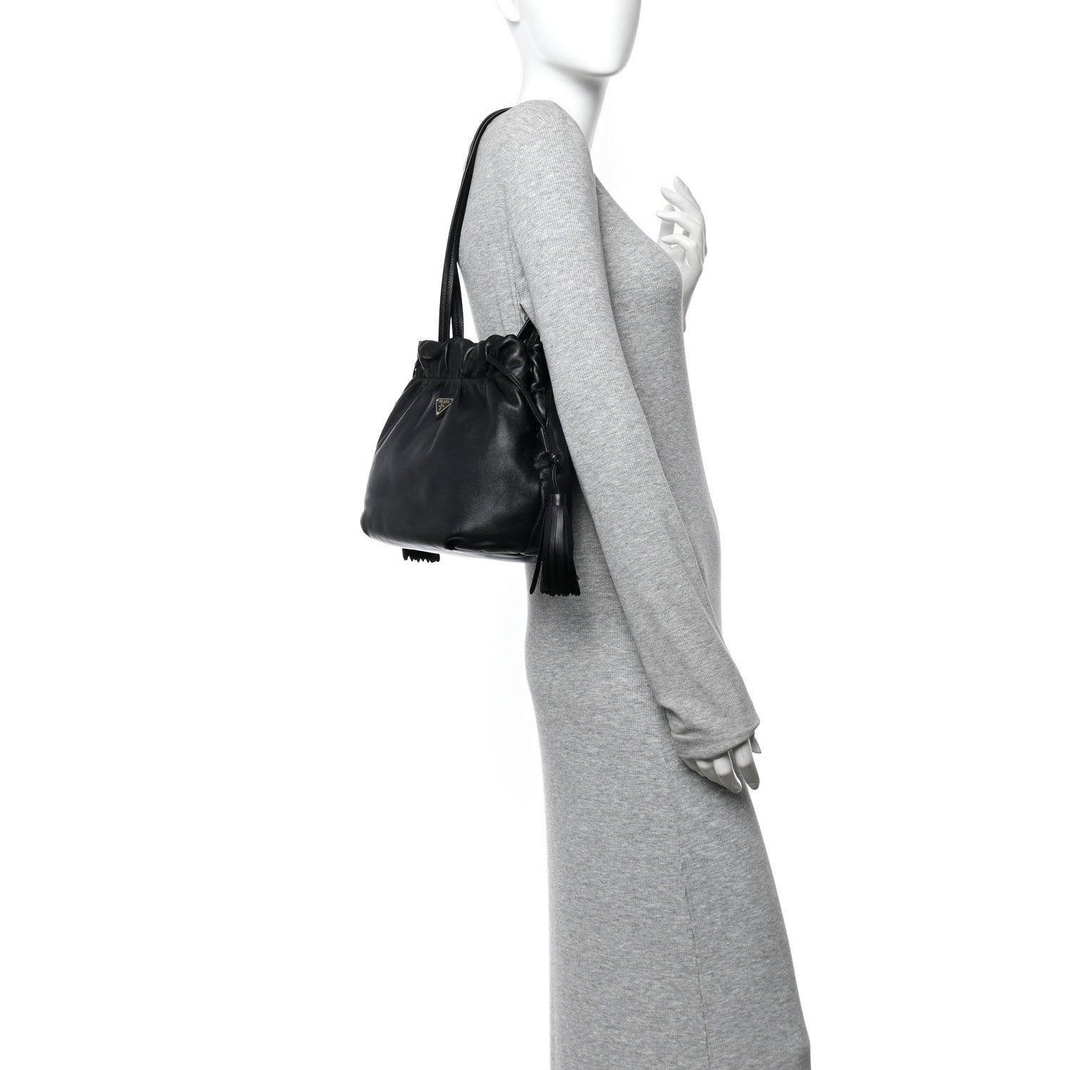 Nappa Drawstring Tote Black