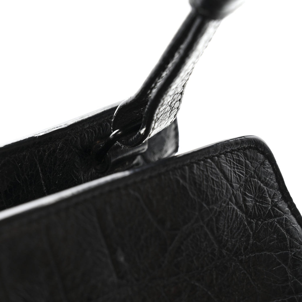 Calfskin Crocodile Embossed Small Monogram Cabas Black