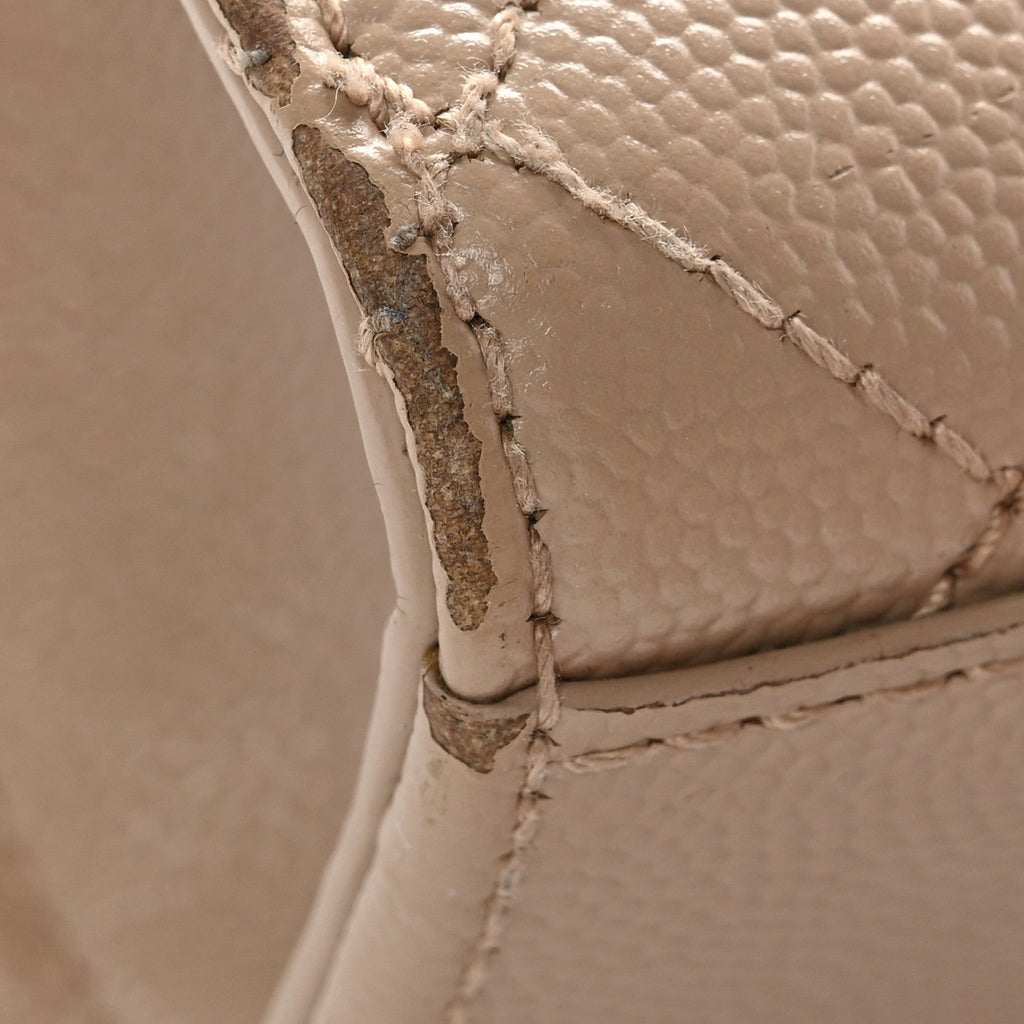 Grain De Poudre Textured Mixed Matelasse Medium Triquilt Monogram Satchel Dark Beige