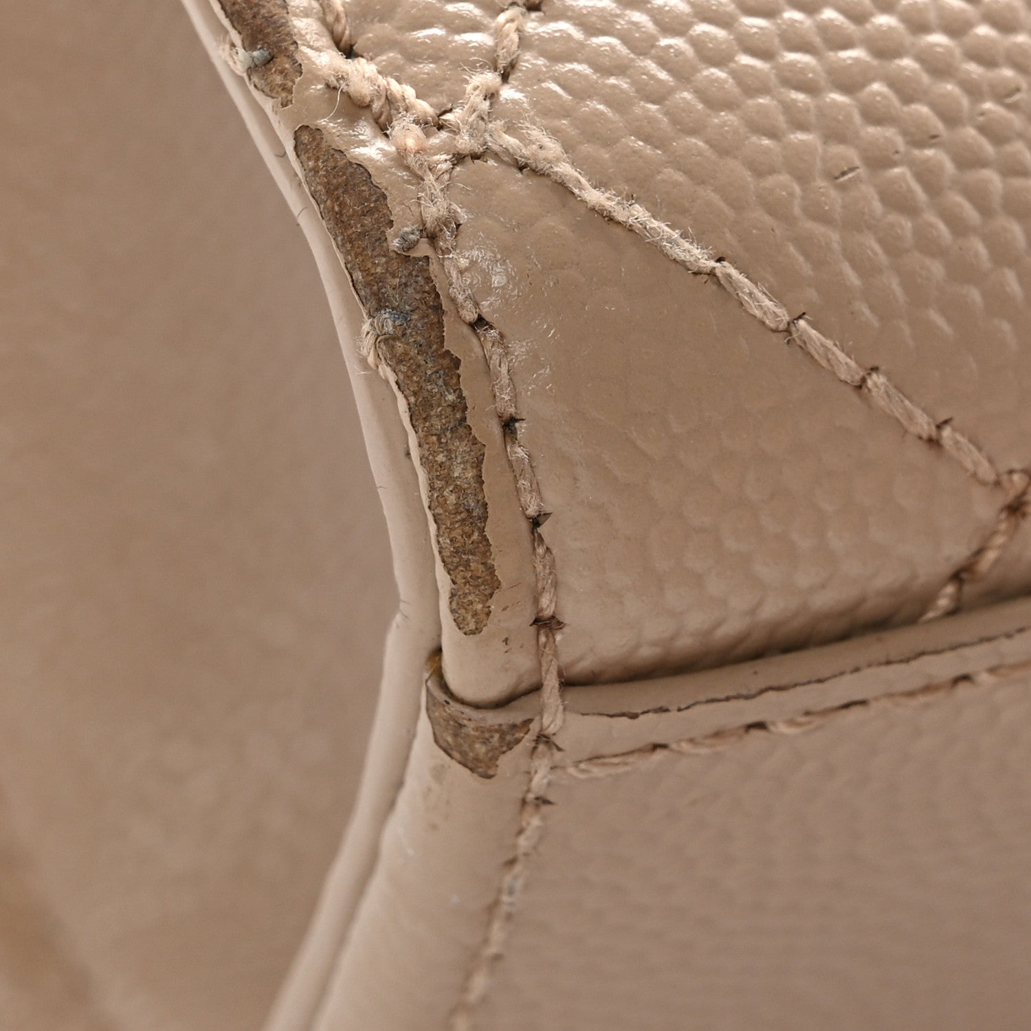 Grain De Poudre Textured Mixed Matelasse Medium Triquilt Monogram Satchel Dark Beige
