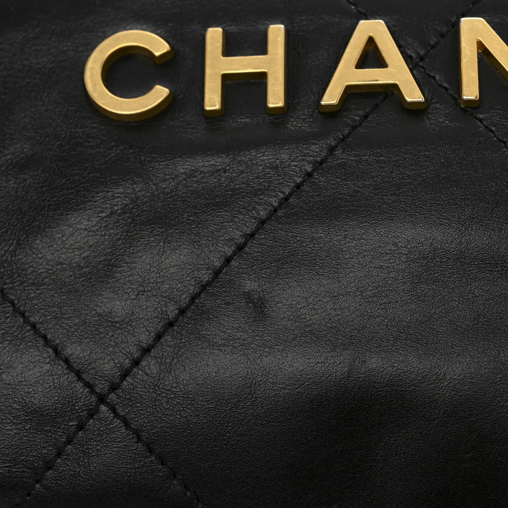 Shiny Calfskin Quilted Small Chanel 22 Black