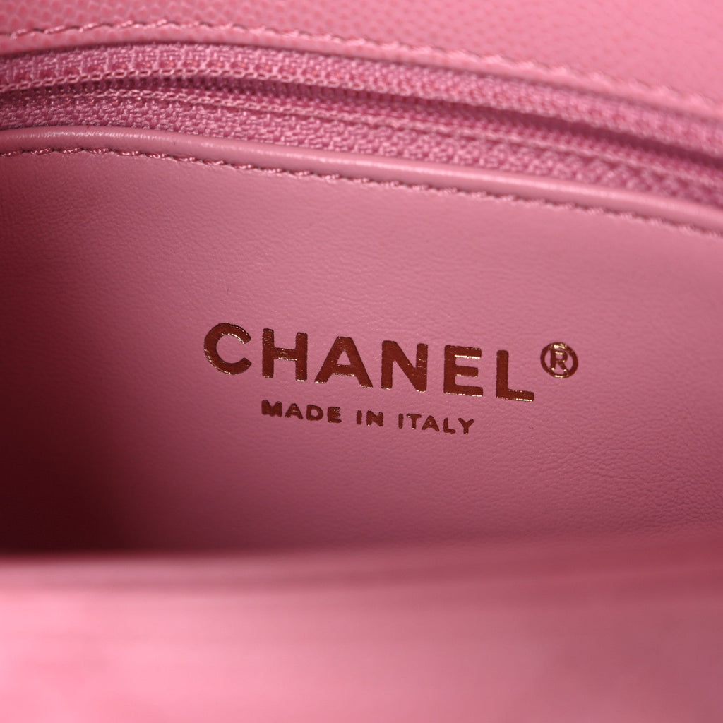 Caviar Quilted Mini Coco Chain Handle Flap Pink