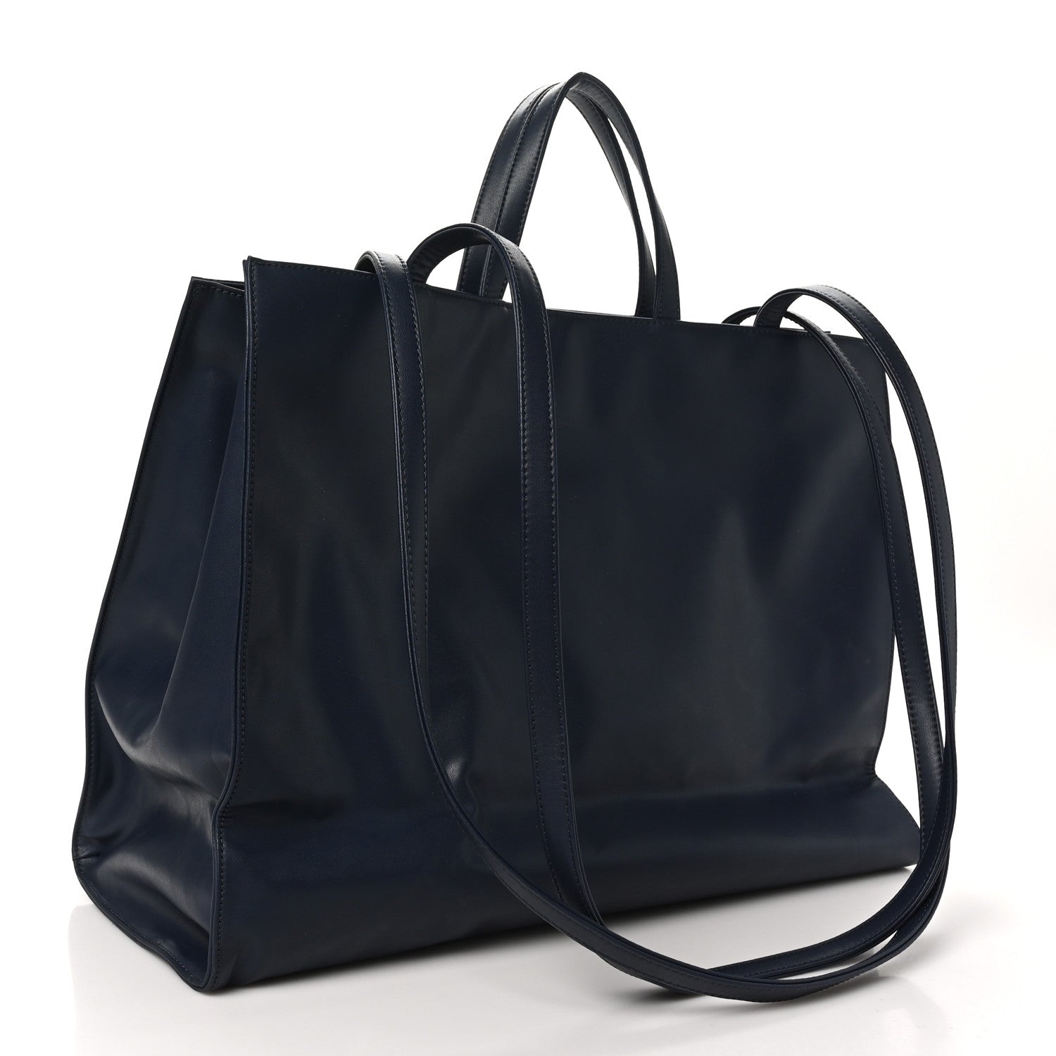 Vegan Leather Large Shopping Bag Navy