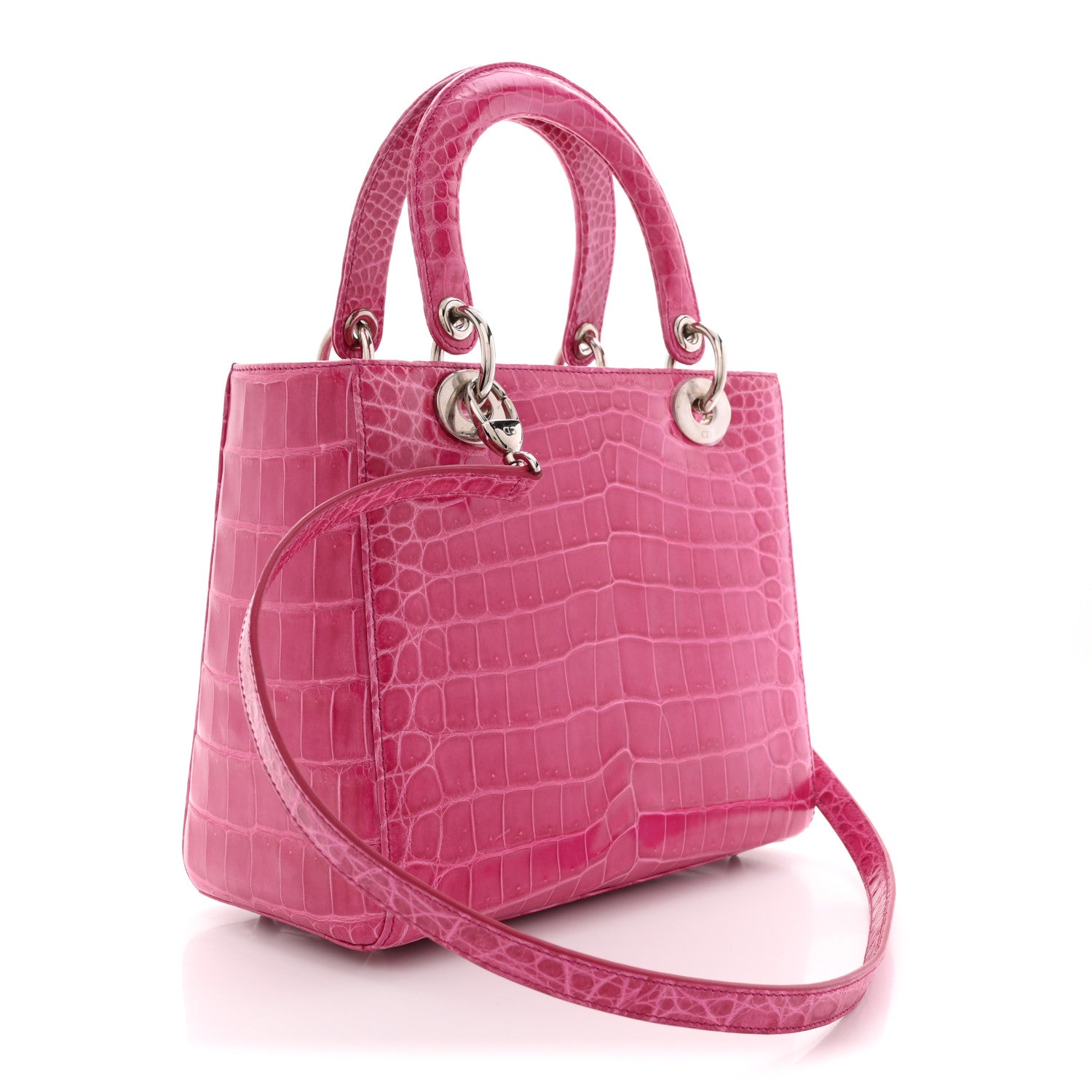 Alligator Medium Lady Dior Pink