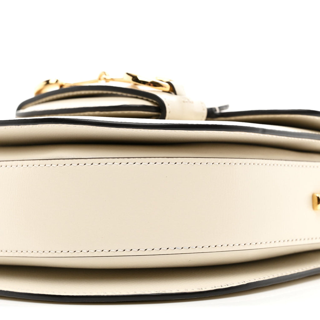 Azalea Calfskin Mini Horsebit 1955 Rounded Shoulder Bag Mystic White