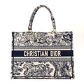 Canvas Embroidered Medium Dioriviera Toile De Jouy Book Tote Blue