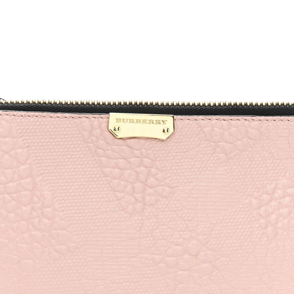 Signature Grain Calfskin Check Embossed Peyton Crossbody Clutch Bag Pale Orchid