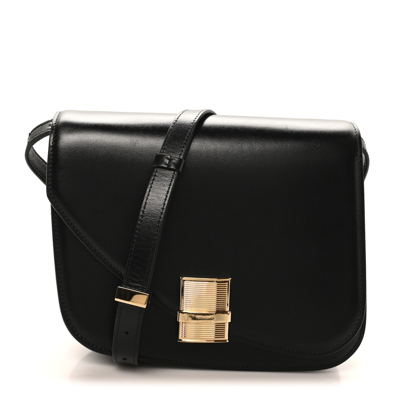 Dappled Calfskin Small Fiamma Crossbody Bag  Black