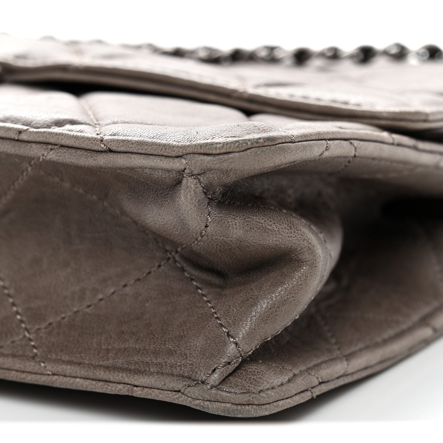 Washed Lambskin Jumbo Take Away Flap Grey