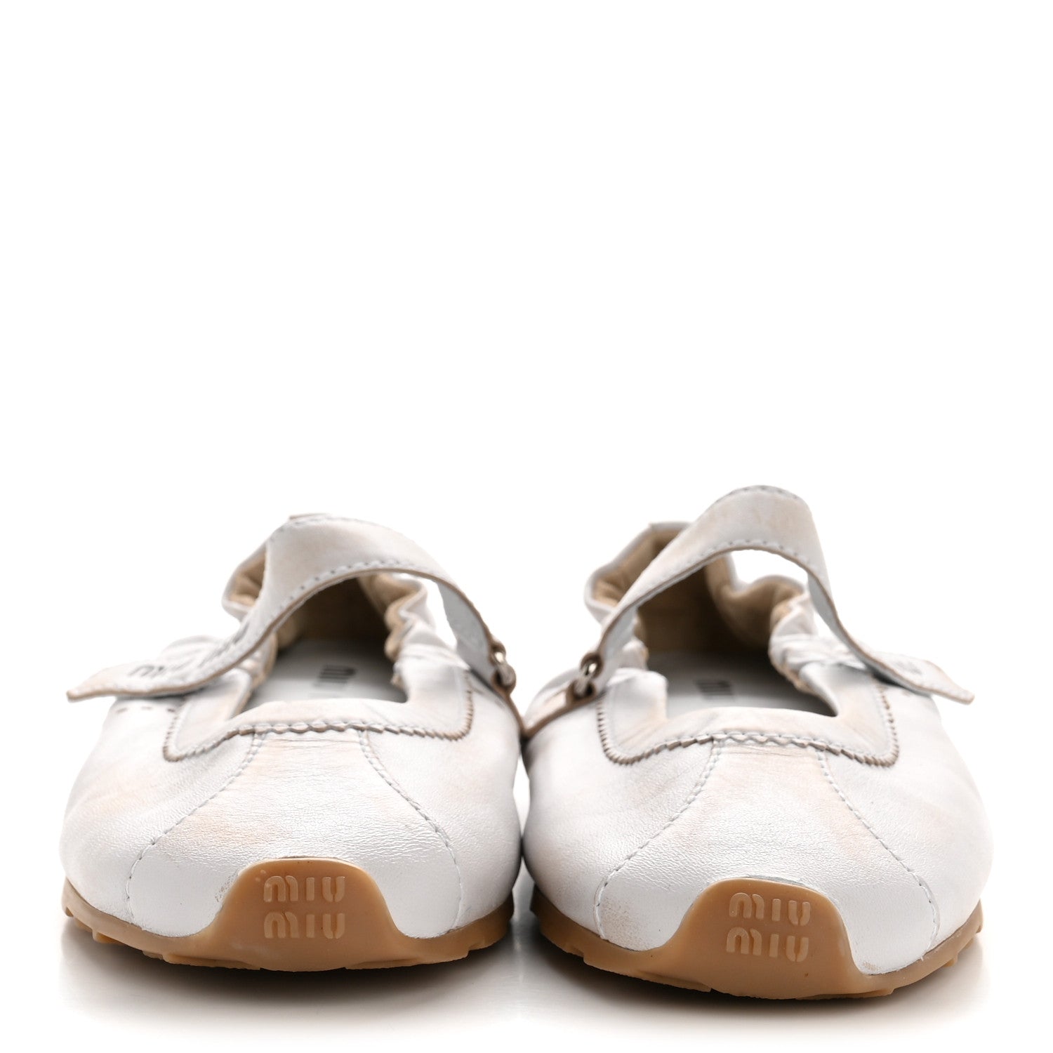 Bleached Nappa Womens Plume Mary Jane Ballerina Sneakers 39 Bianco