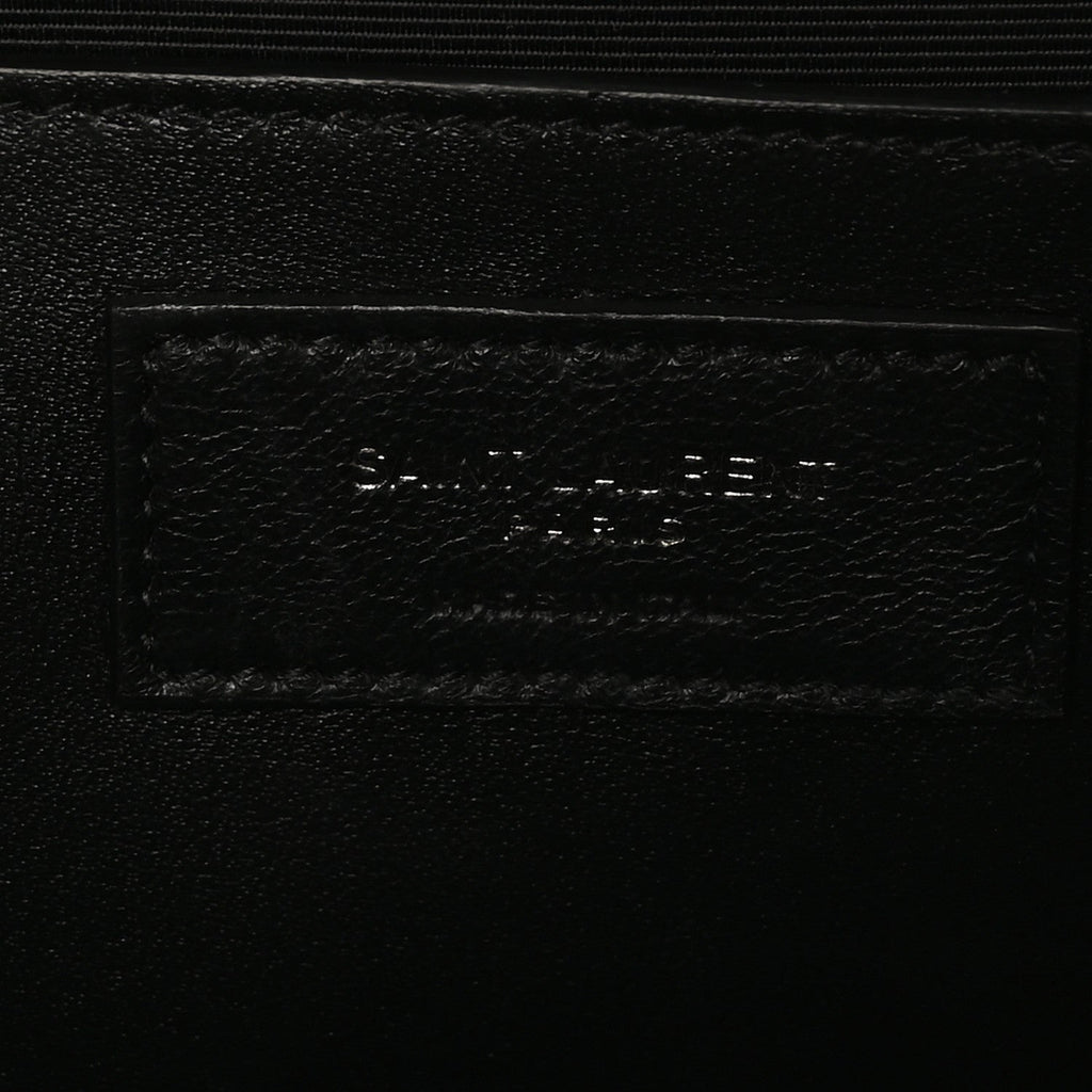 Grain De Poudre Textured Mixed Matelasse Triquilt Medium Monogram Monochrome Satchel Black