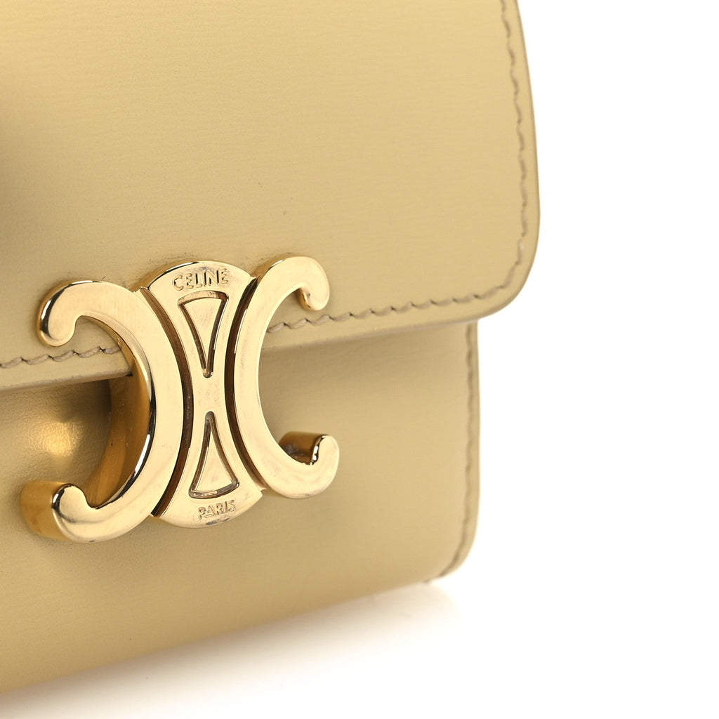 Shiny Calfskin Compact Triomphe Wallet With Coin Purse Pollen