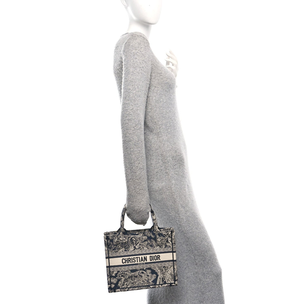 Canvas Embroidered Small Dioriviera Toile De Jouy Book Tote Blue