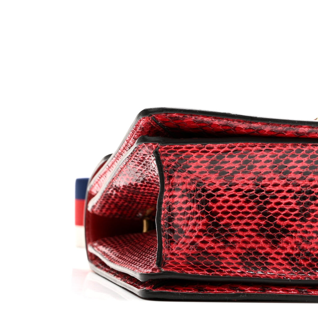 Snakeskin Sylvie Web Small Queen Margaret Top Handle Bag Red