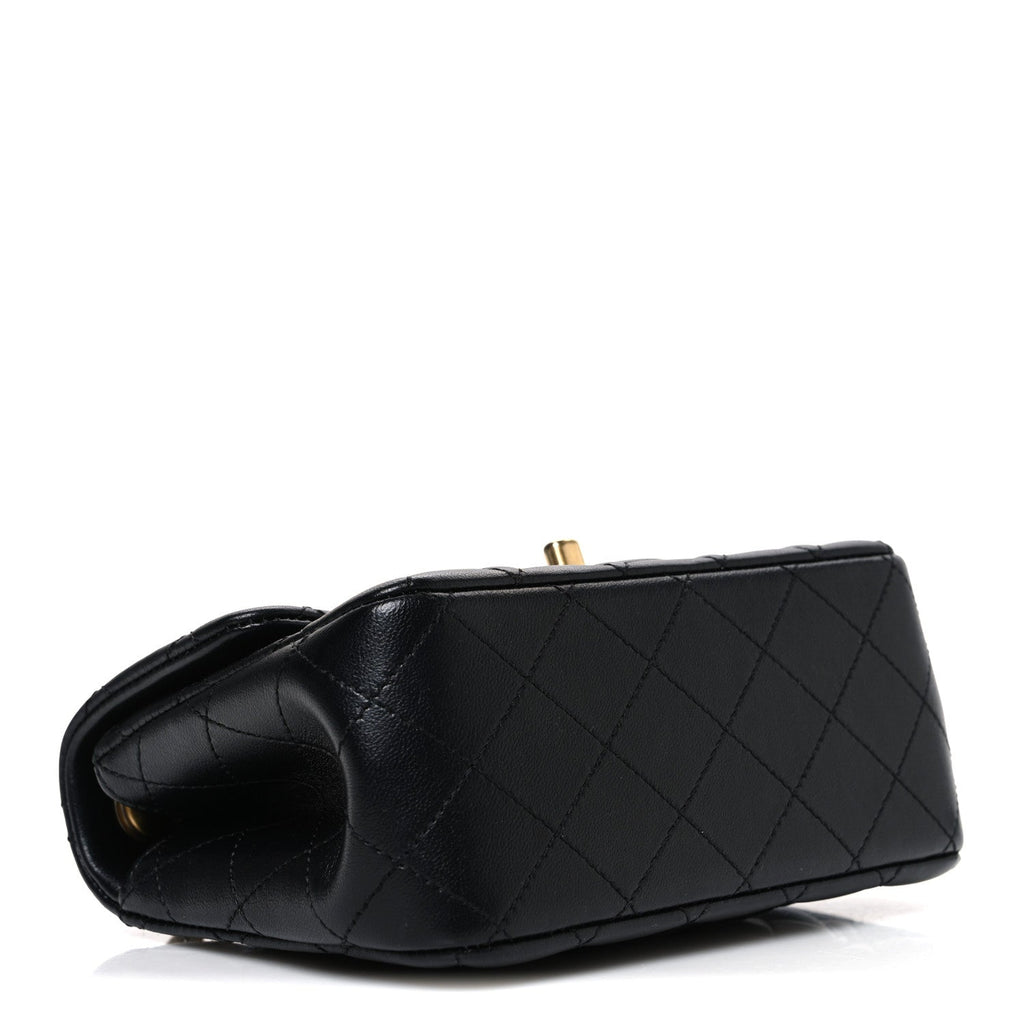 Lambskin Quilted Mini Sweet Camellia Flap Black