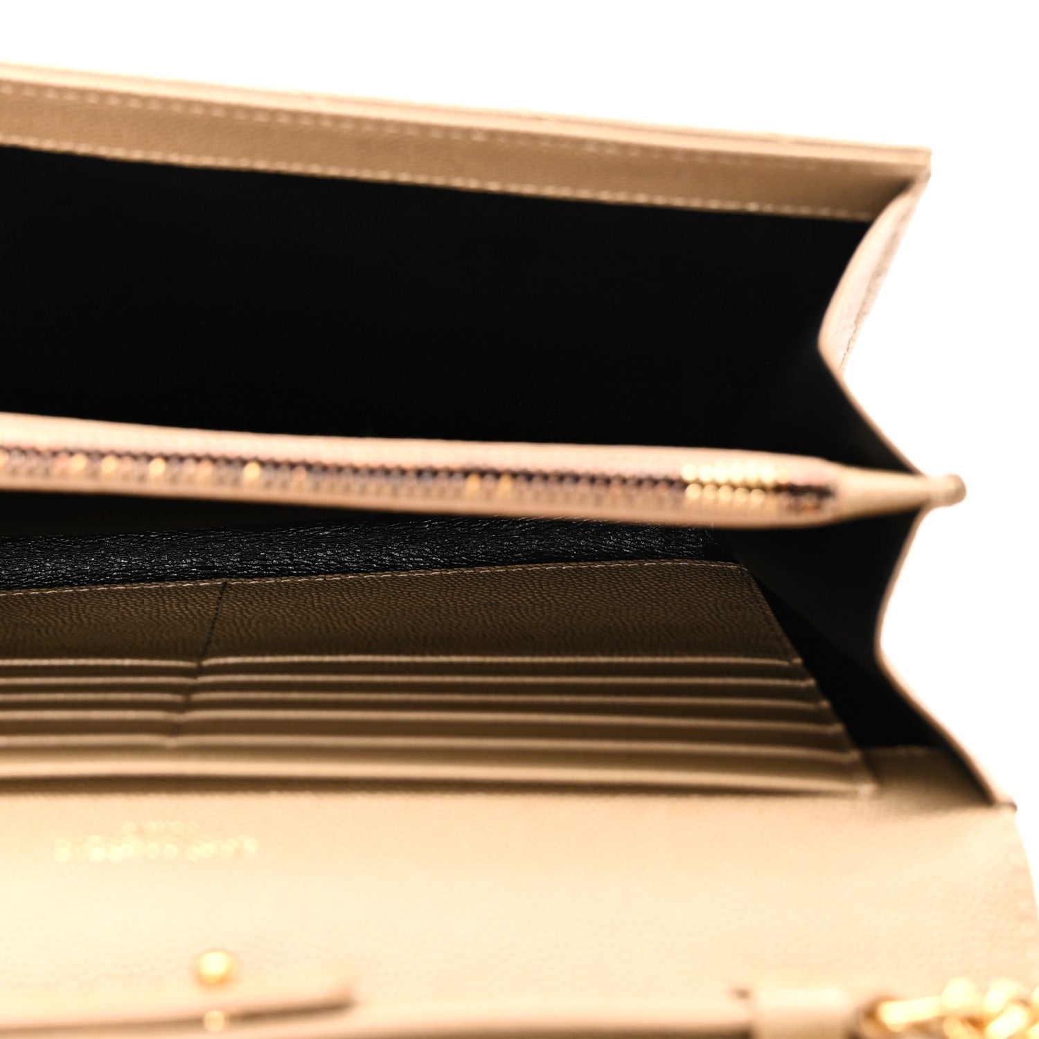 Grain De Poudre Matelasse Chevron Monogram Chain Wallet Dark Latte