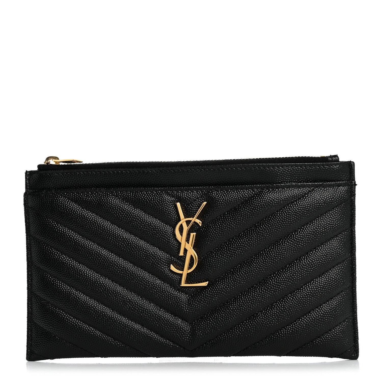 Grain De Poudre Chevron Monogram Bill Pouch Black