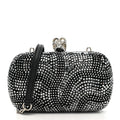 Crystal Nappa Classic Art Deco Skull Clutch Black Silver