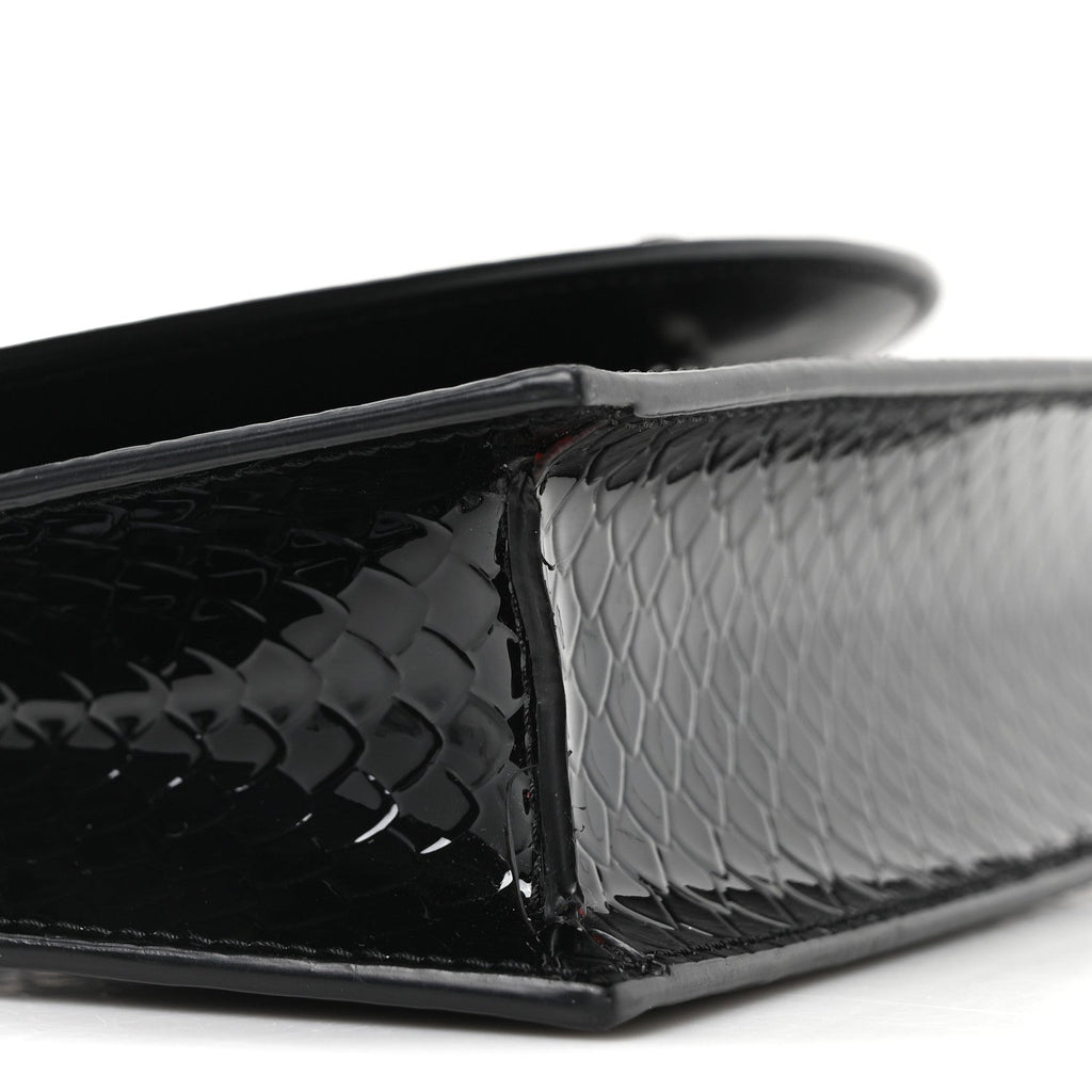 Jurassic Snakeskin Embossed Loubi54 Crossbody Clutch Black