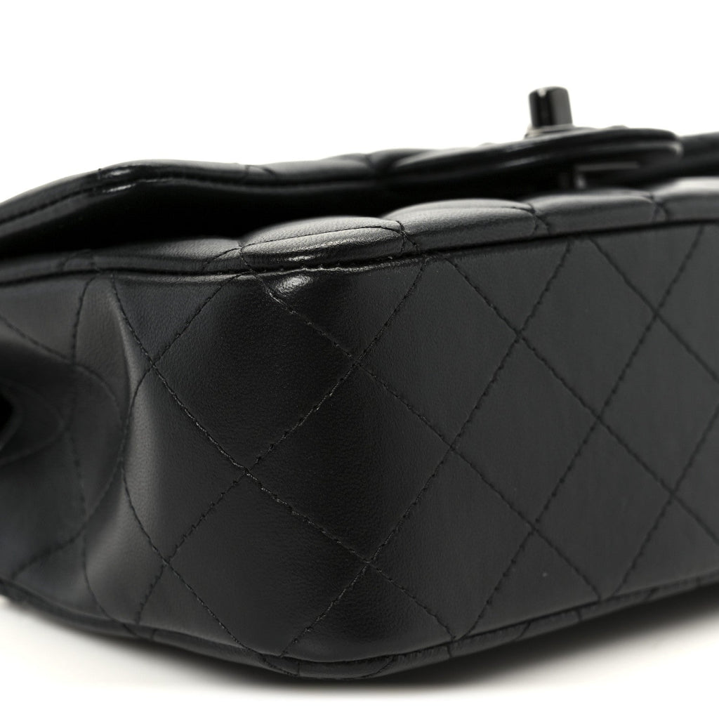 Lambskin Quilted Mini Top Handle Rectangular Flap So Black