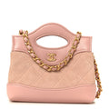 Suede Shiny Crumpled Calfskin Quilted Micro 31 Shopping Bag Light Pink