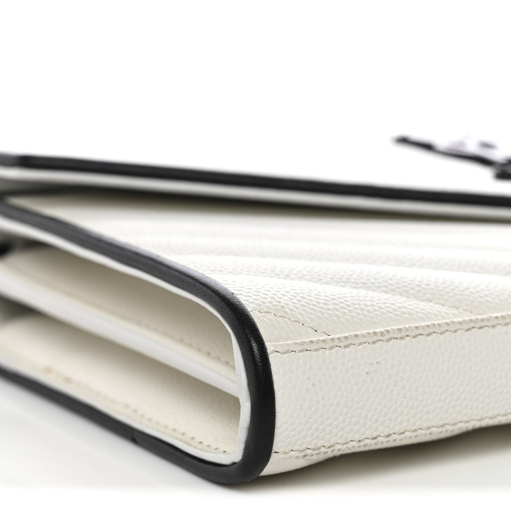 Grain De Poudre Matelasse Monogram Chain Wallet White Black