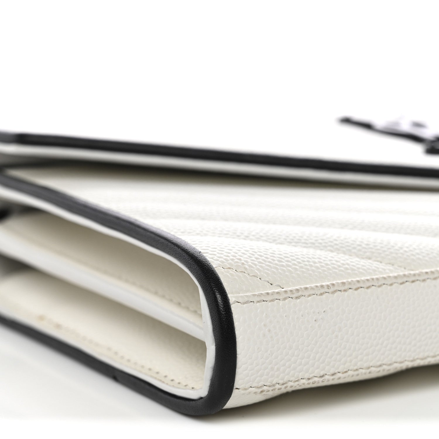 Grain De Poudre Matelasse Monogram Chain Wallet White Black
