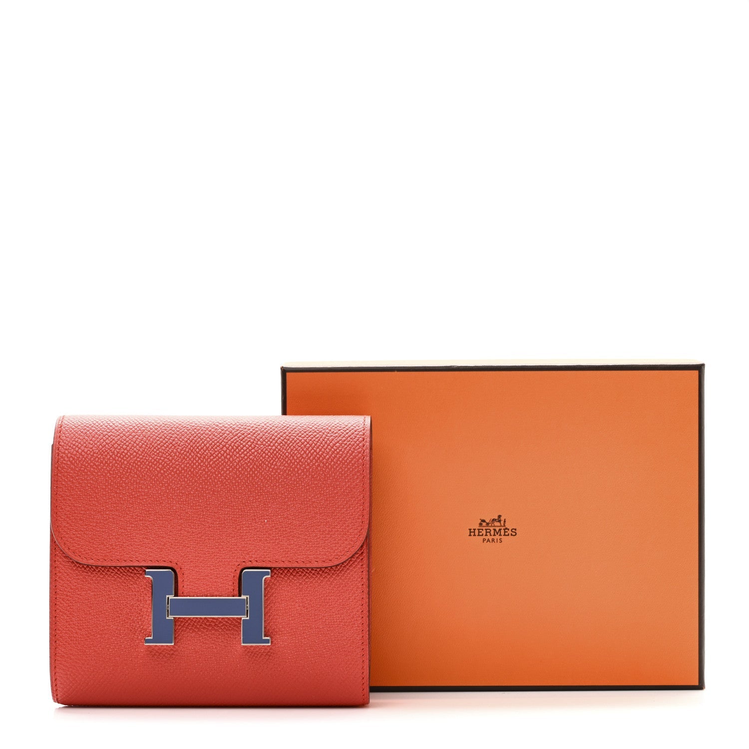 Epsom Enamel Constance Short Wallet Capucine Bleu Brighton