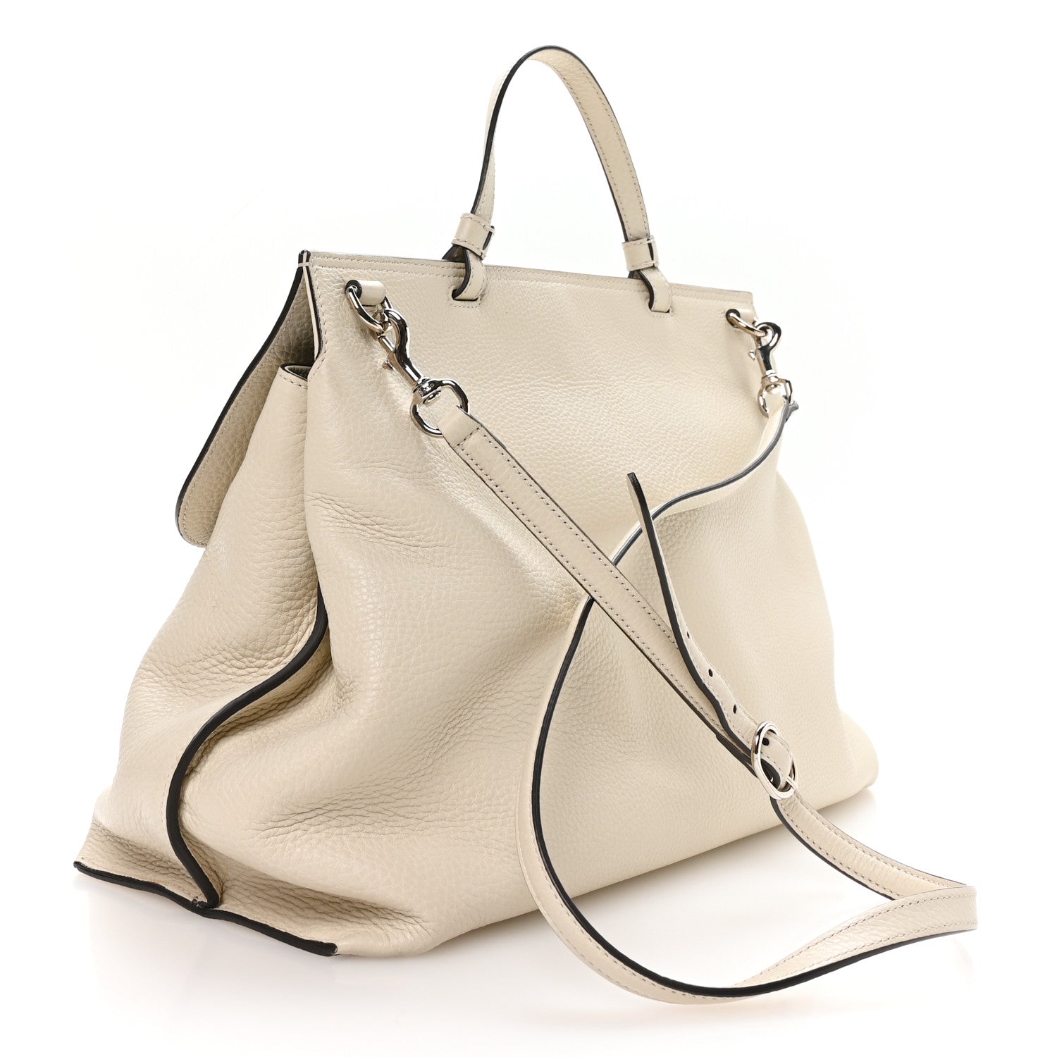 Cellarius Calfskin Large Bamboo Daily Top Handle Bag Mystic White