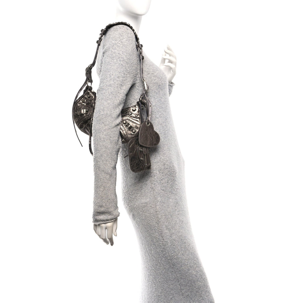 Metallic Agneau Arena Le Cagole Shoulder Bag XS Dark Bronze